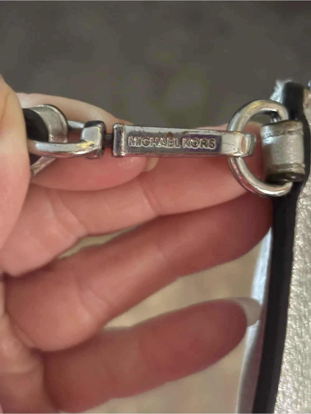 Michael Kors Gray Metallic Interior Wristlet